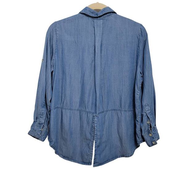 Andrea Jovine Chambray Top 1x Blue Lyocell 688 - Picture 2 of 11